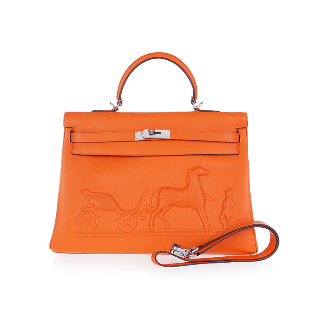 K35 Hermes Kelly 35CM borsa con logo in rilievo borsetta arancione